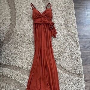 Elegant Rust Maxi Dress